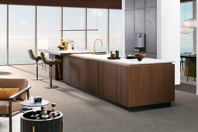 LEICHT Bossa Concrete matte Lackfront für Wohnküchen