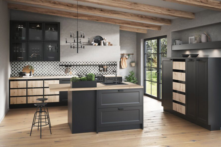 Concept130 Ravenna schwarze Küche bei JOPPE Exklusive Küchen