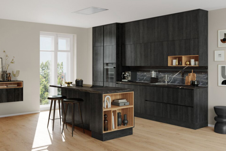Concept130 Toronto GL Eiche Schwarz Küche